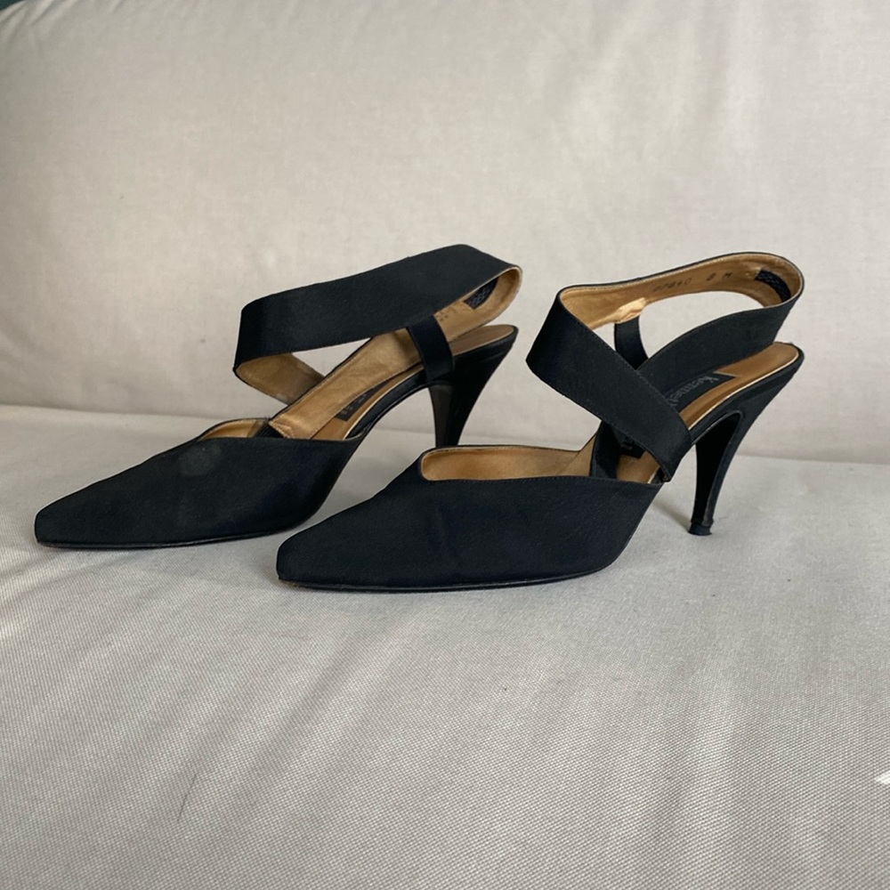 EUC Vintage Black Silk Kenneth Cole Slingback Size 8
